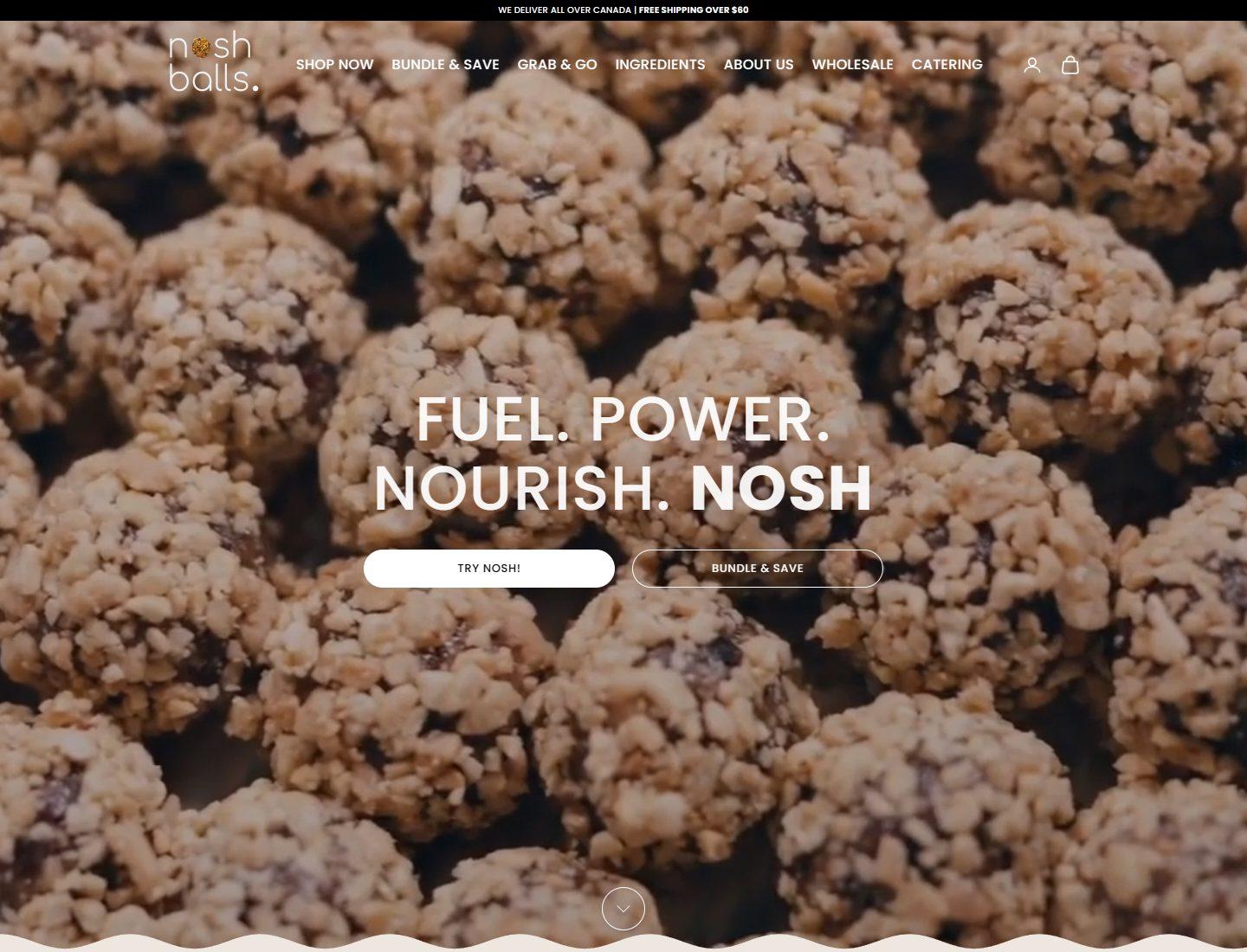 Nosh Balls ecommerce case study card image